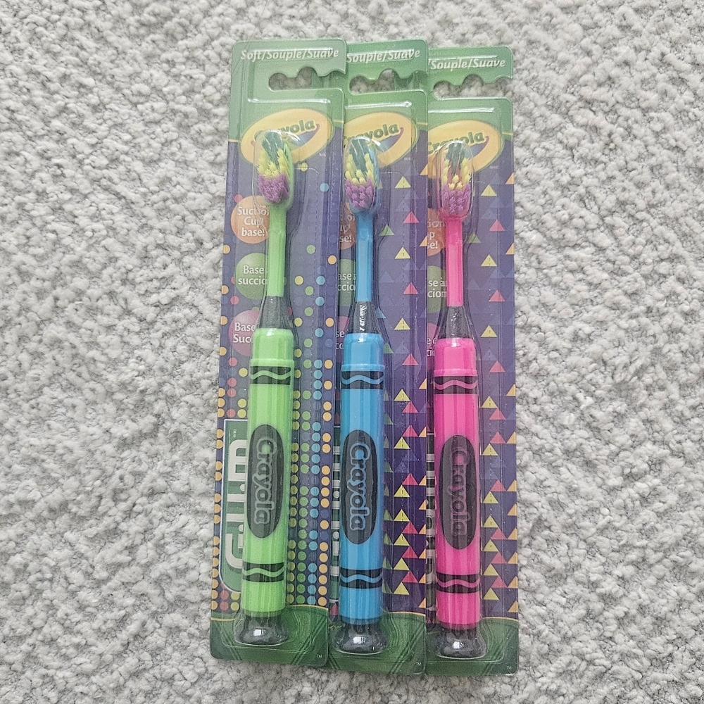 G.U.M Crayola Soft Manual Toothbrush Set of 3 NEW